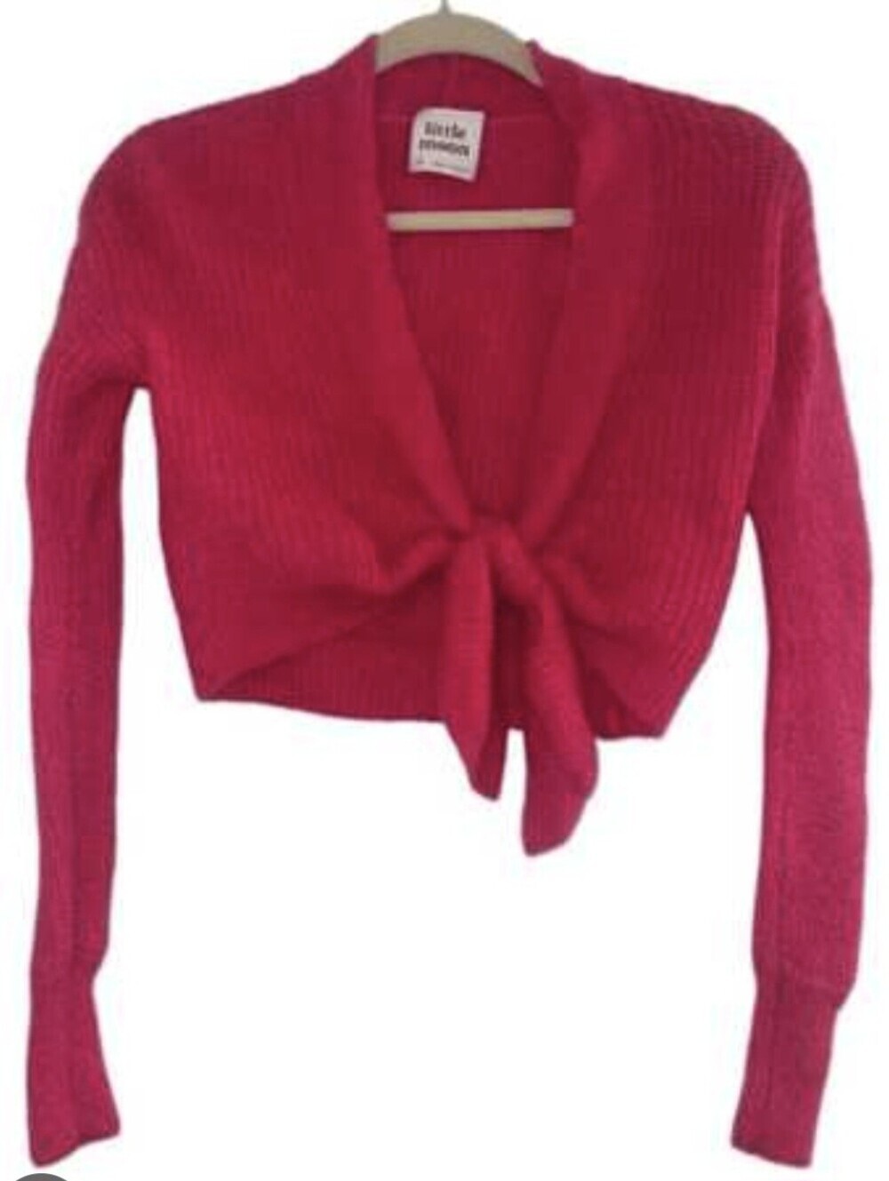 Little Moon Women's Size XS Bright Fuchsia Knit Tie-Front Cardigan